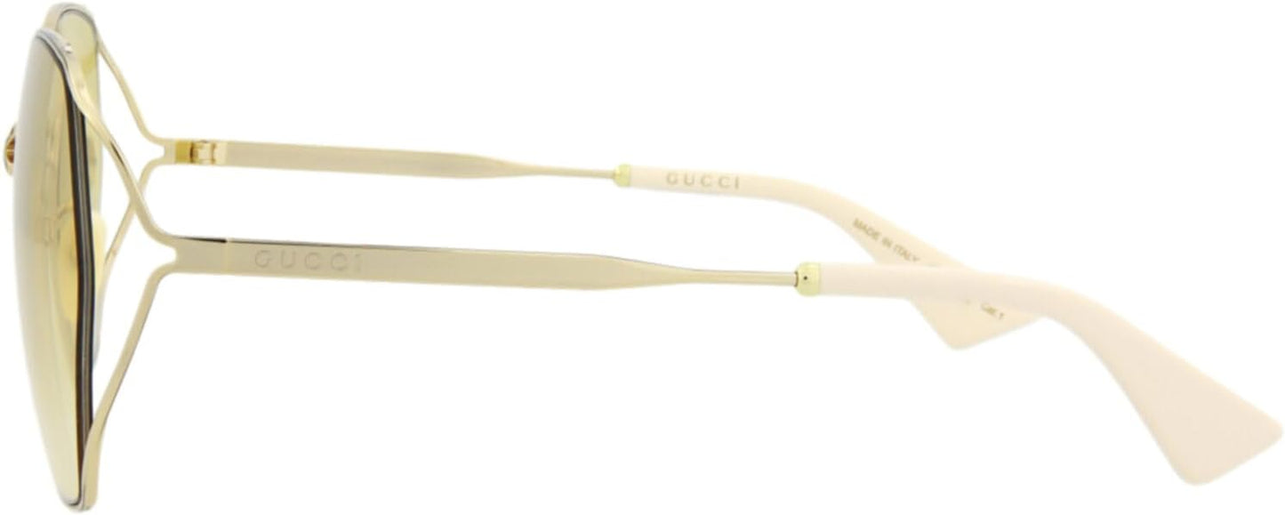 Gucci Round/Oval Sunglasses Gold Yellow Luxury Eyewear Made In Italy Metal Frame Designer Fashion for Everyday Luxury