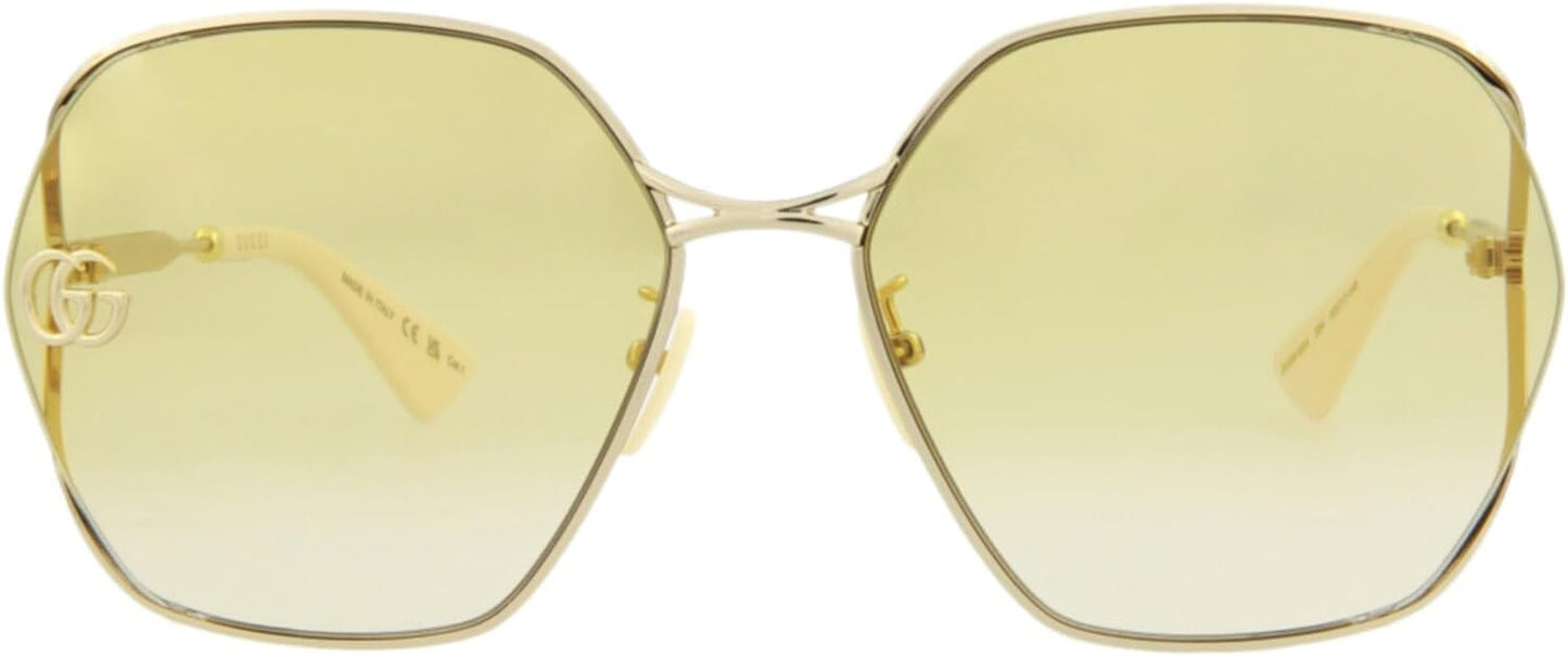 Gucci Round/Oval Sunglasses Gold Yellow Luxury Eyewear Made In Italy Metal Frame Designer Fashion for Everyday Luxury