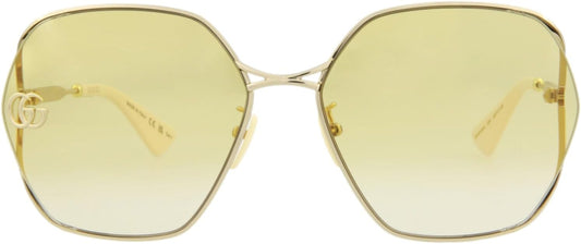 Gucci Round/Oval Sunglasses Gold Yellow Luxury Eyewear Made In Italy Metal Frame Designer Fashion for Everyday Luxury