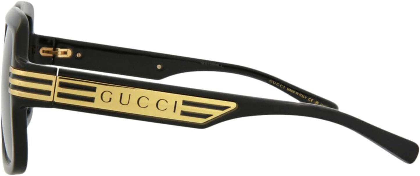 Gucci Square/Rectangle Sunglasses Black Black Grey Luxury Eyewear Made In Italy Injection Frame Designer Fashion for Everyday Luxury