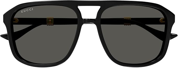 Gucci GG1494S 001 Sunglasses Men's Black/Grey Pilot 57mm