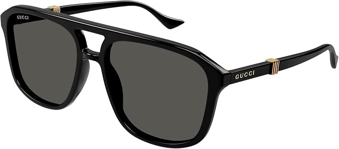 Gucci GG1494S 001 Sunglasses Men's Black/Grey Pilot 57mm