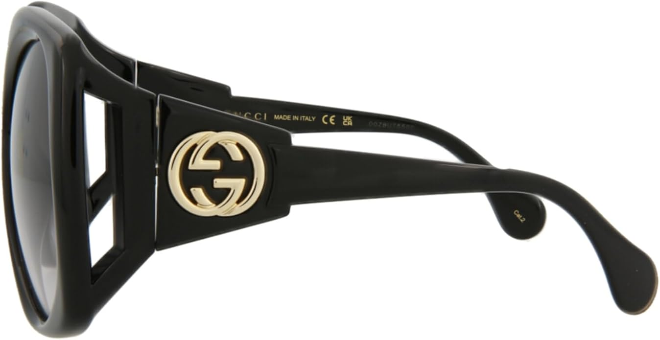 Gucci Square/Rectangle Sunglasses Black Black Grey Luxury Eyewear Made In Italy Injection Frame Designer Fashion for Everyday Luxury