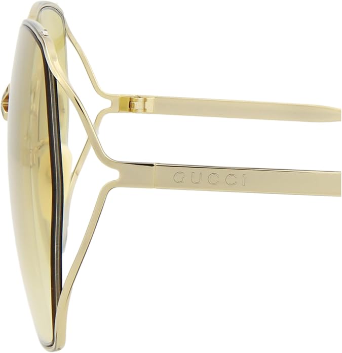 Gucci Round/Oval Sunglasses Gold Yellow Luxury Eyewear Made In Italy Metal Frame Designer Fashion for Everyday Luxury
