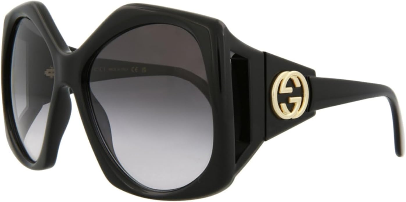 Gucci Square/Rectangle Sunglasses Black Black Grey Luxury Eyewear Made In Italy Injection Frame Designer Fashion for Everyday Luxury