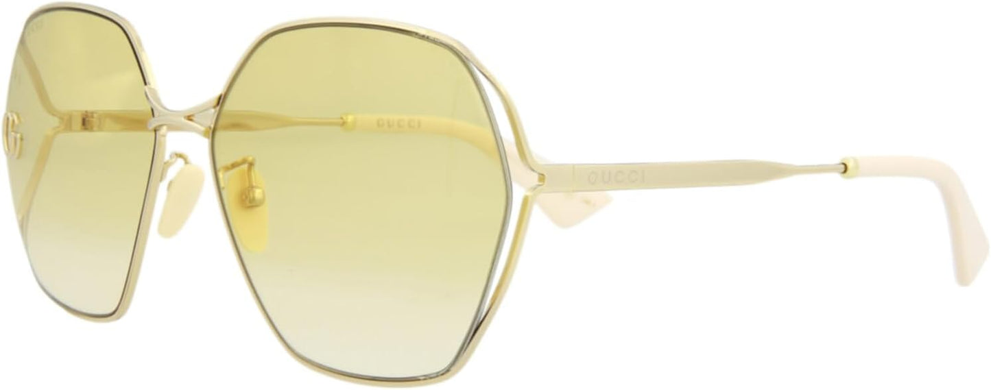 Gucci Round/Oval Sunglasses Gold Yellow Luxury Eyewear Made In Italy Metal Frame Designer Fashion for Everyday Luxury
