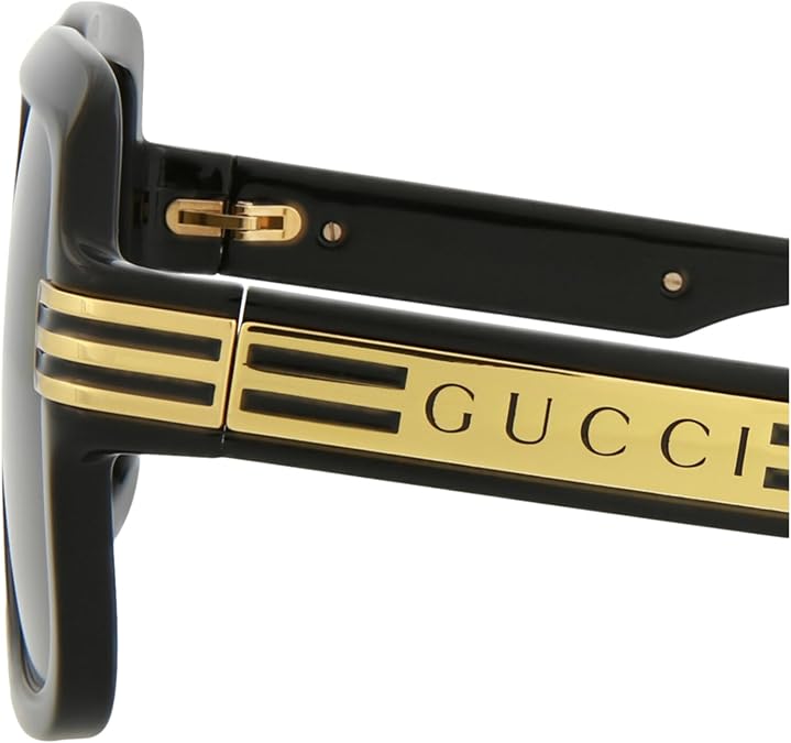 Gucci Square/Rectangle Sunglasses Black Black Grey Luxury Eyewear Made In Italy Injection Frame Designer Fashion for Everyday Luxury