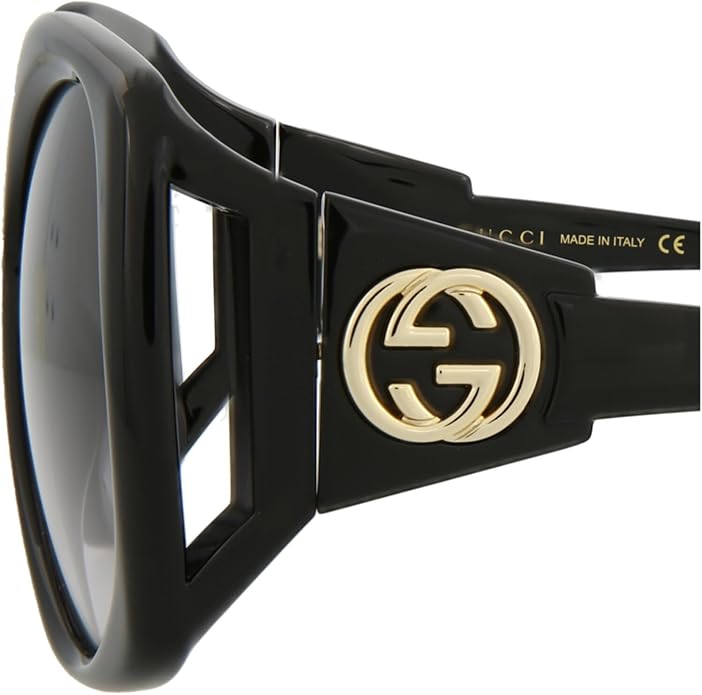 Gucci Square/Rectangle Sunglasses Black Black Grey Luxury Eyewear Made In Italy Injection Frame Designer Fashion for Everyday Luxury