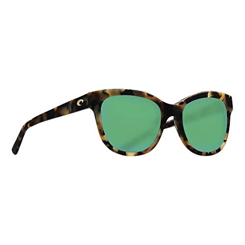 Costa Del Mar Bimini Sunglasses, Shiny Vintage Tortoise, Green Mirror, 580G
